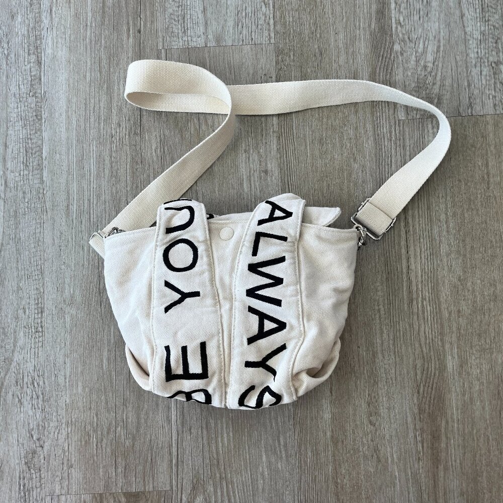Womens Zara "Always Be Yourself" Cream Bag